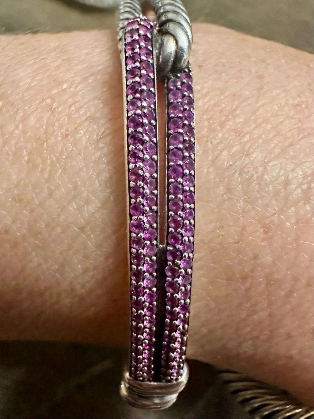 David Yurman Labyrinth Bracelet Pink Pavé Sapphire Sterling Silver – Small 6.25”